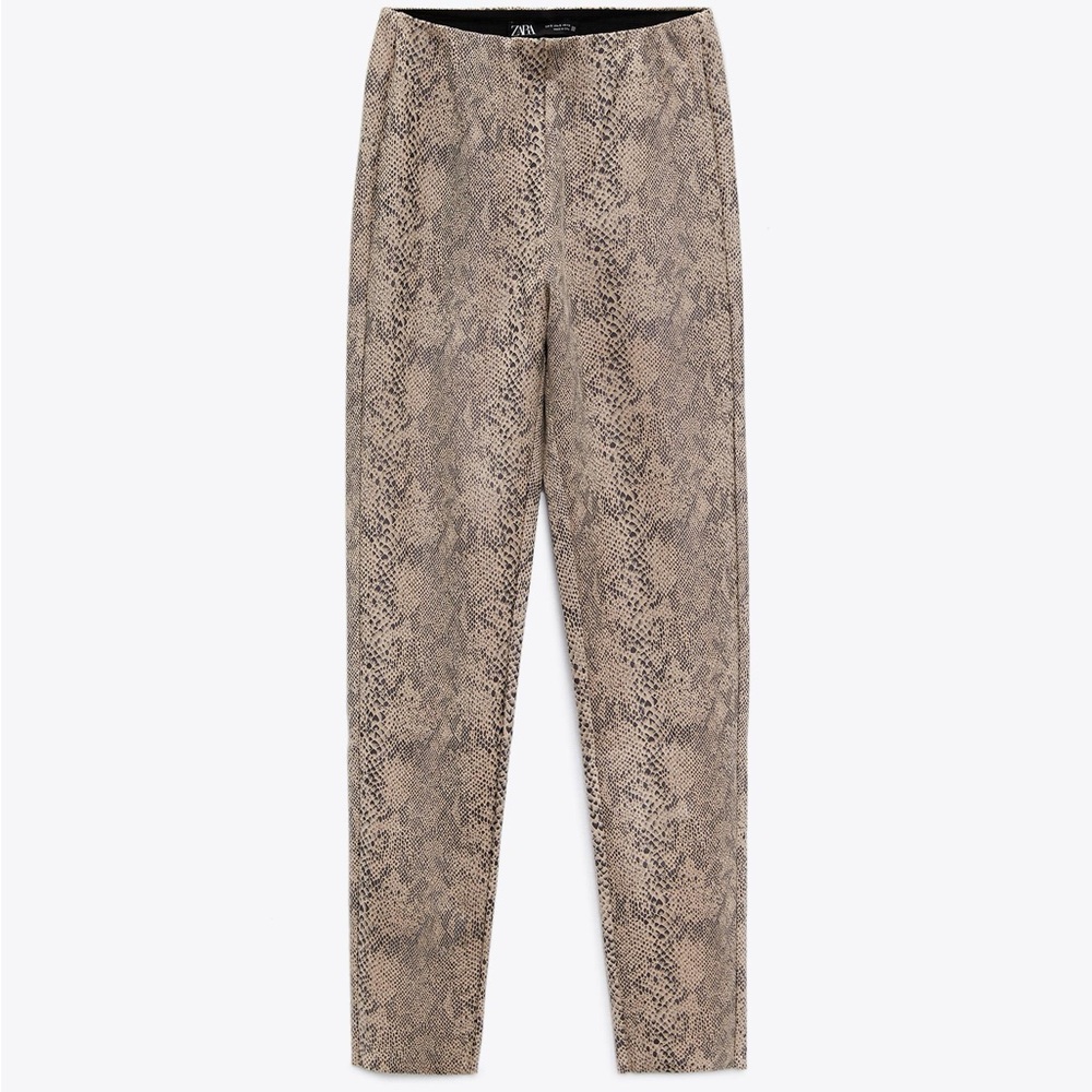 Zara Suede Animal Print Leggings Size Small
